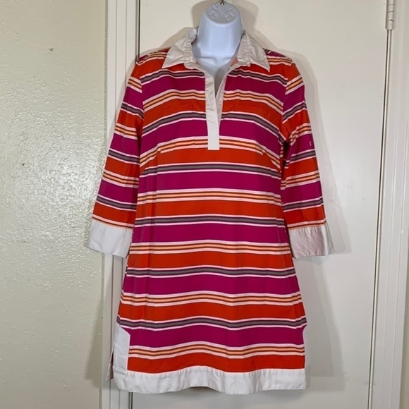 Tizzie Cotton Mini Striped Dress, S - Picture 1 of 11